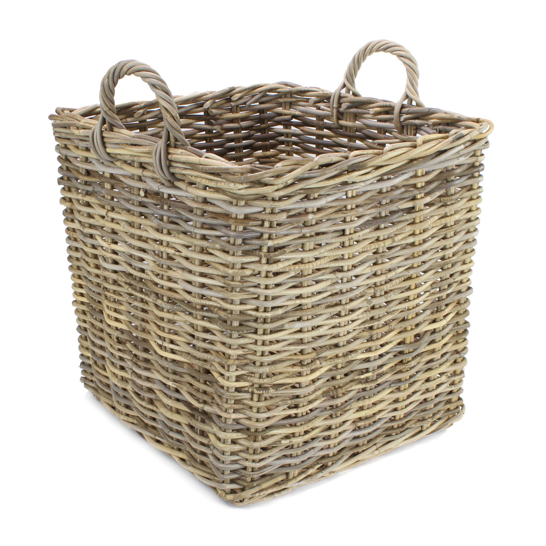 Large Square Kubu Rattan Storage Basket with Handles