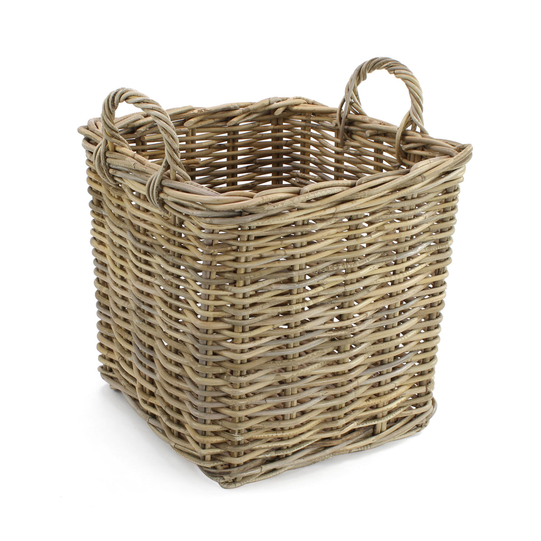 Medium Square Kubu Rattan Storage Basket with Handles