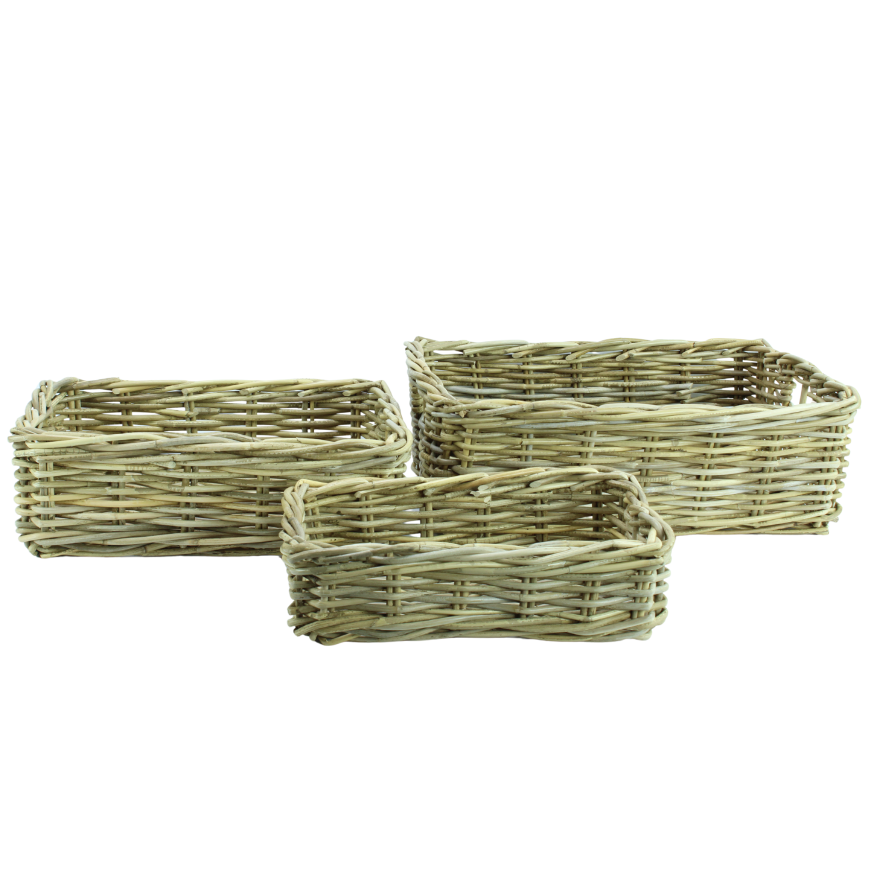 Rectangular Kubu Rattan Display Baskets - Set of 3