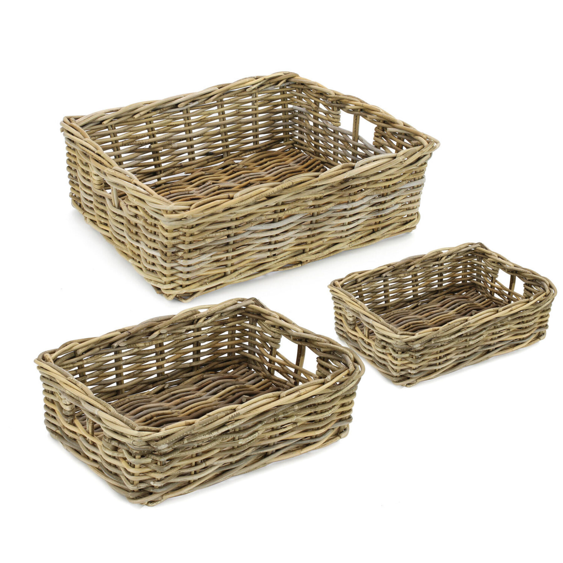 Rectangular Kubu Rattan Display Baskets - Set of 3
