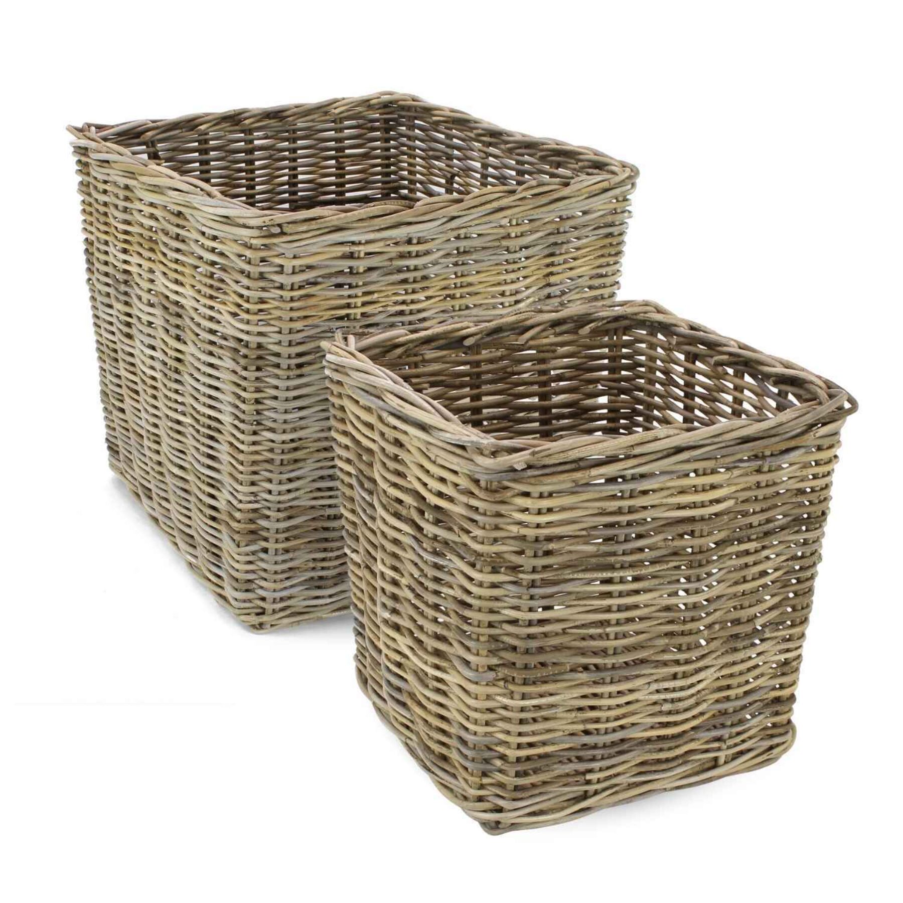 Kubu Rattan Square Storage Basket - Set of 2