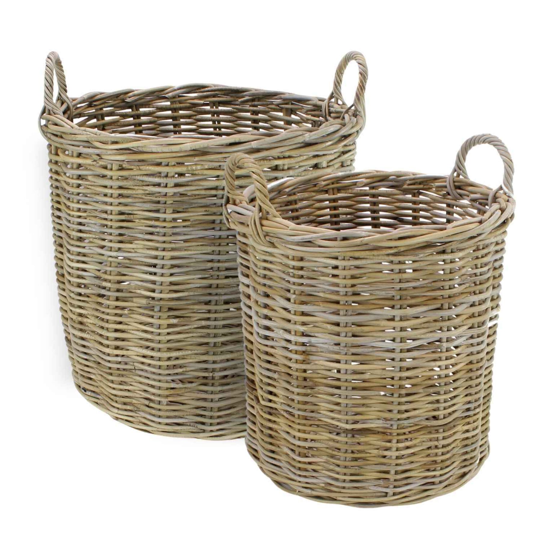 Round Kubu Rattan Baskets - Set of 2