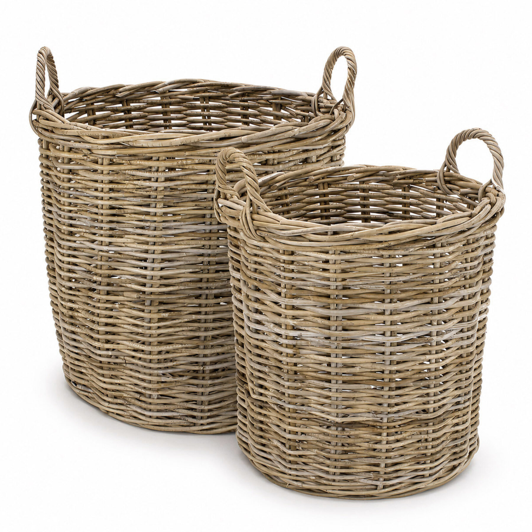 Round Kubu Rattan Baskets - Set of 2