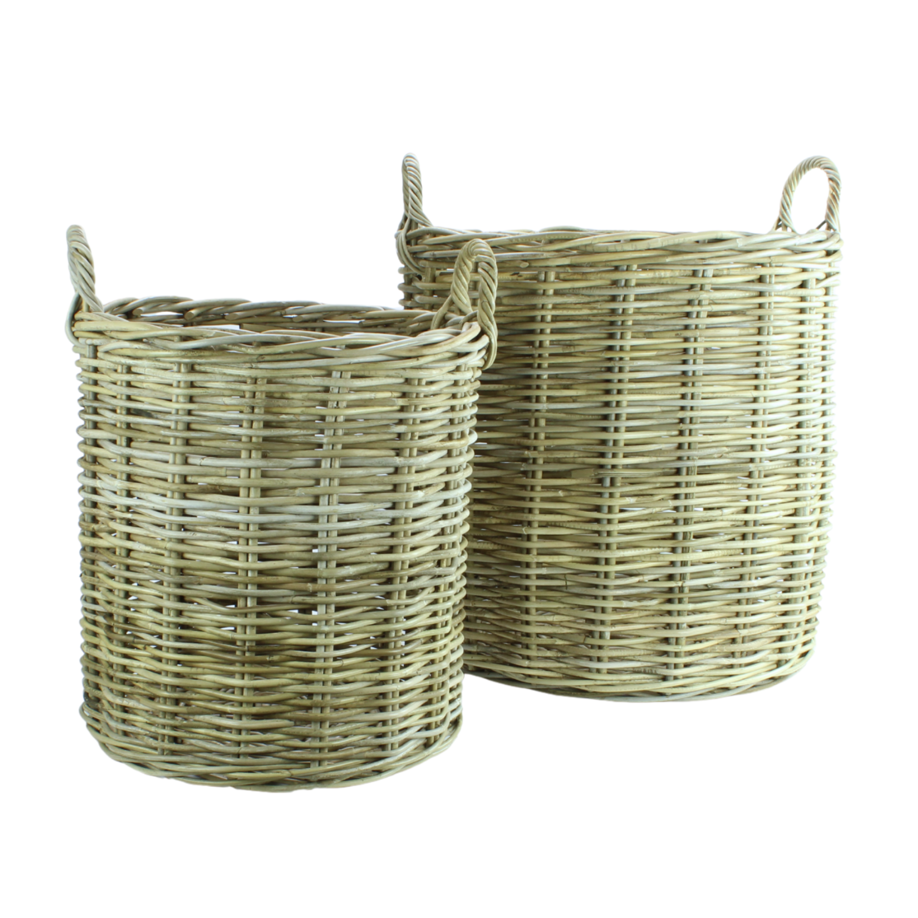 Round Kubu Rattan Baskets - Set of 2