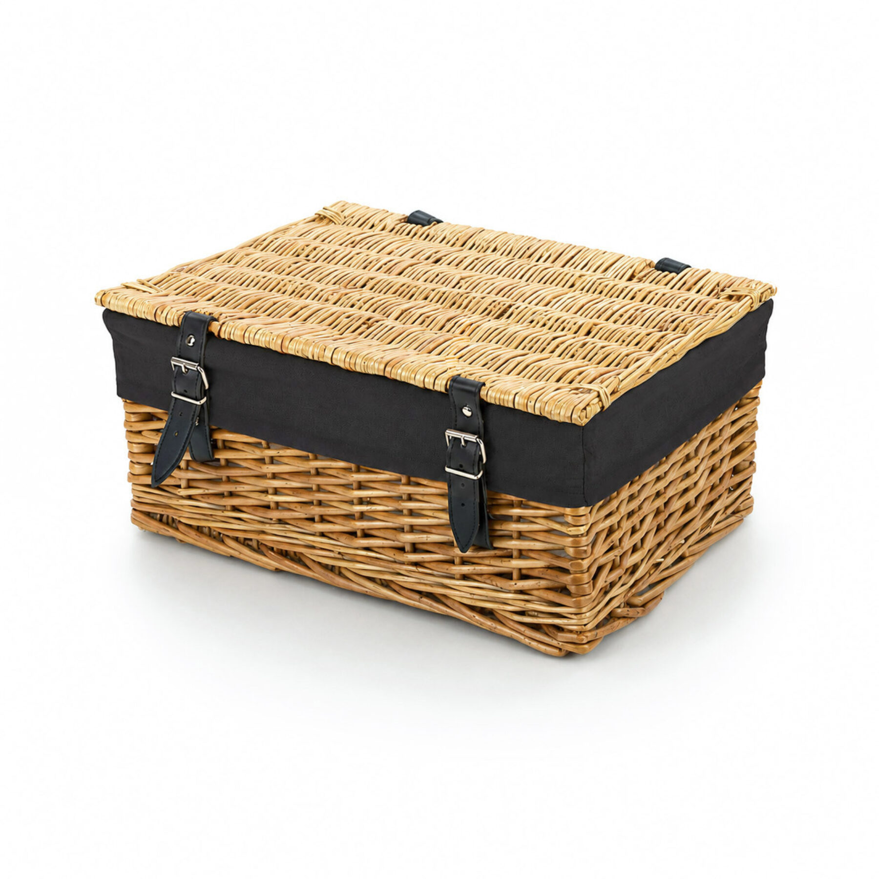 16 Inch Wicker Hamper Basket & Black Liner