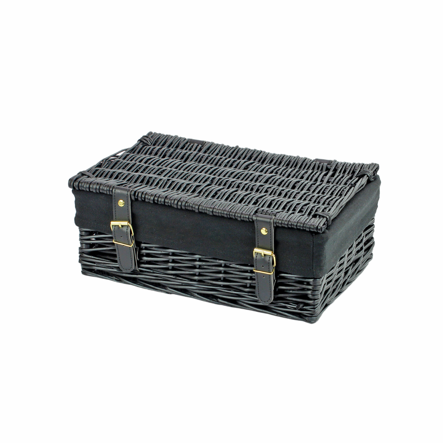 14 Inch Black Wicker Hamper Basket & Black Liner
