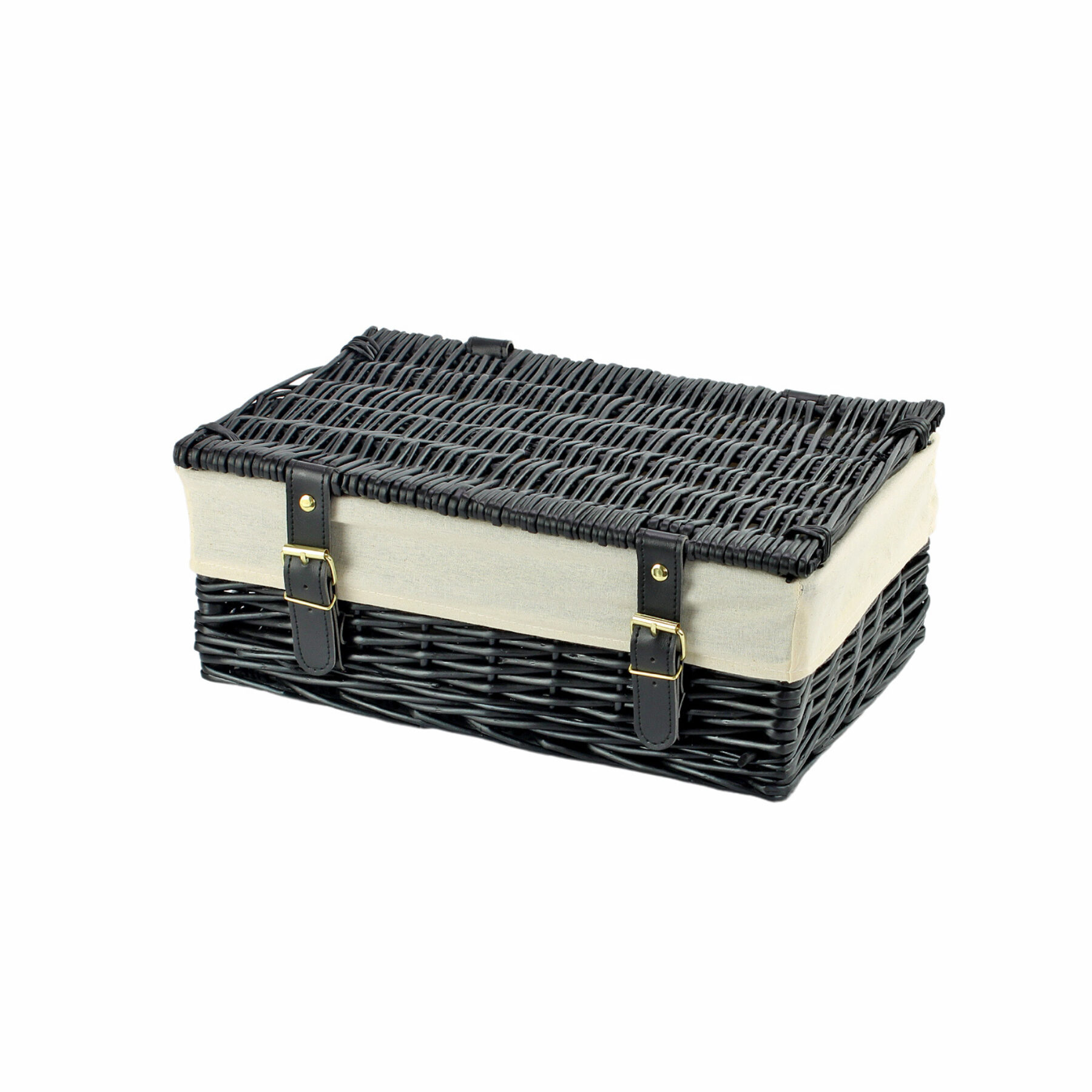 14 Inch Black Wicker Hamper Basket & Liner