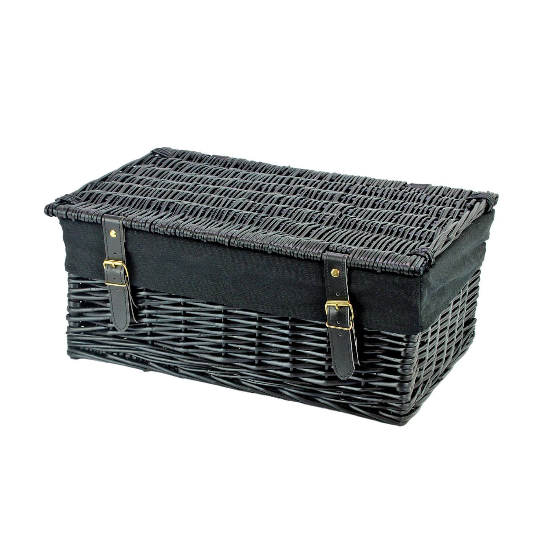 18 Inch Black Wicker Hamper Basket & Black Liner