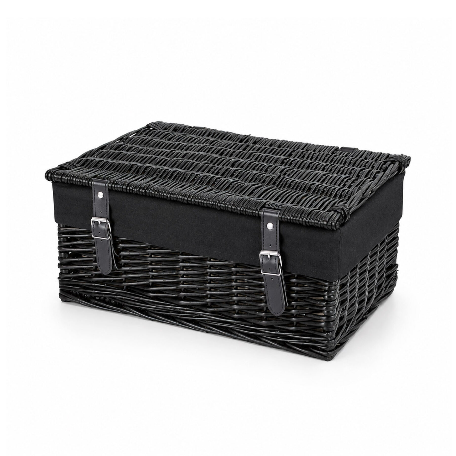 18 Inch Black Wicker Hamper Basket & Black Liner