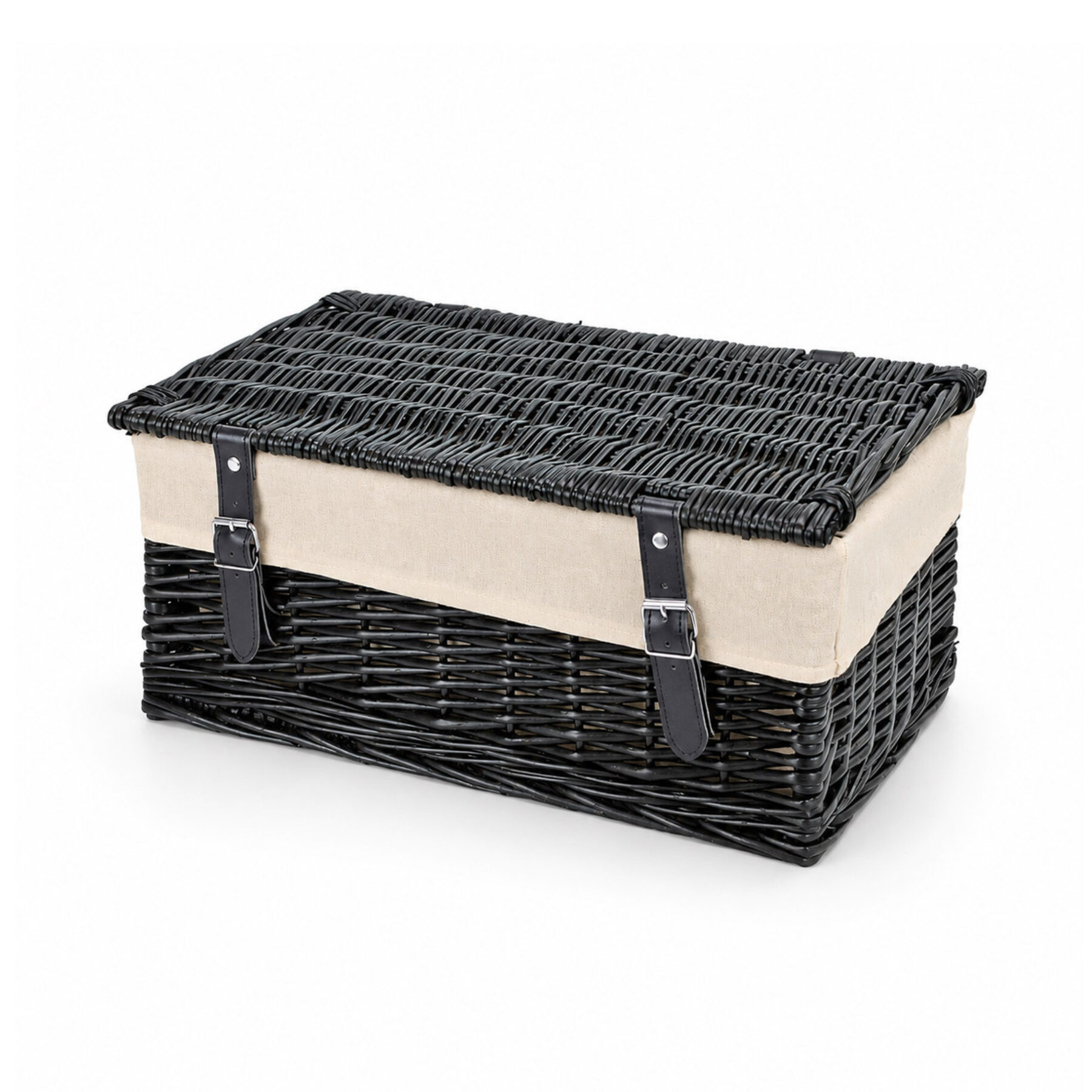 18 Inch Black Wicker Hamper Basket & Liner