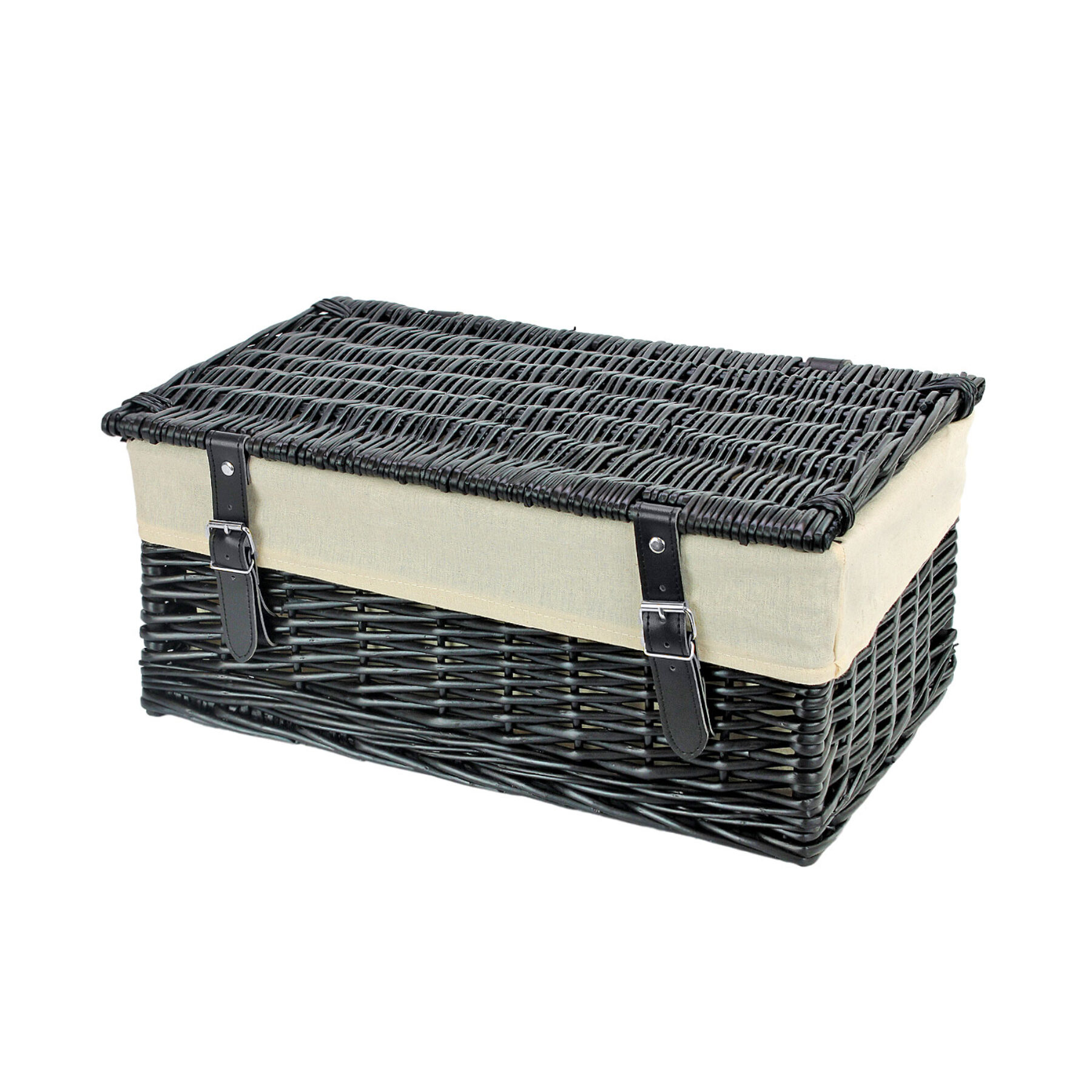 18 Inch Black Wicker Hamper Basket & Liner