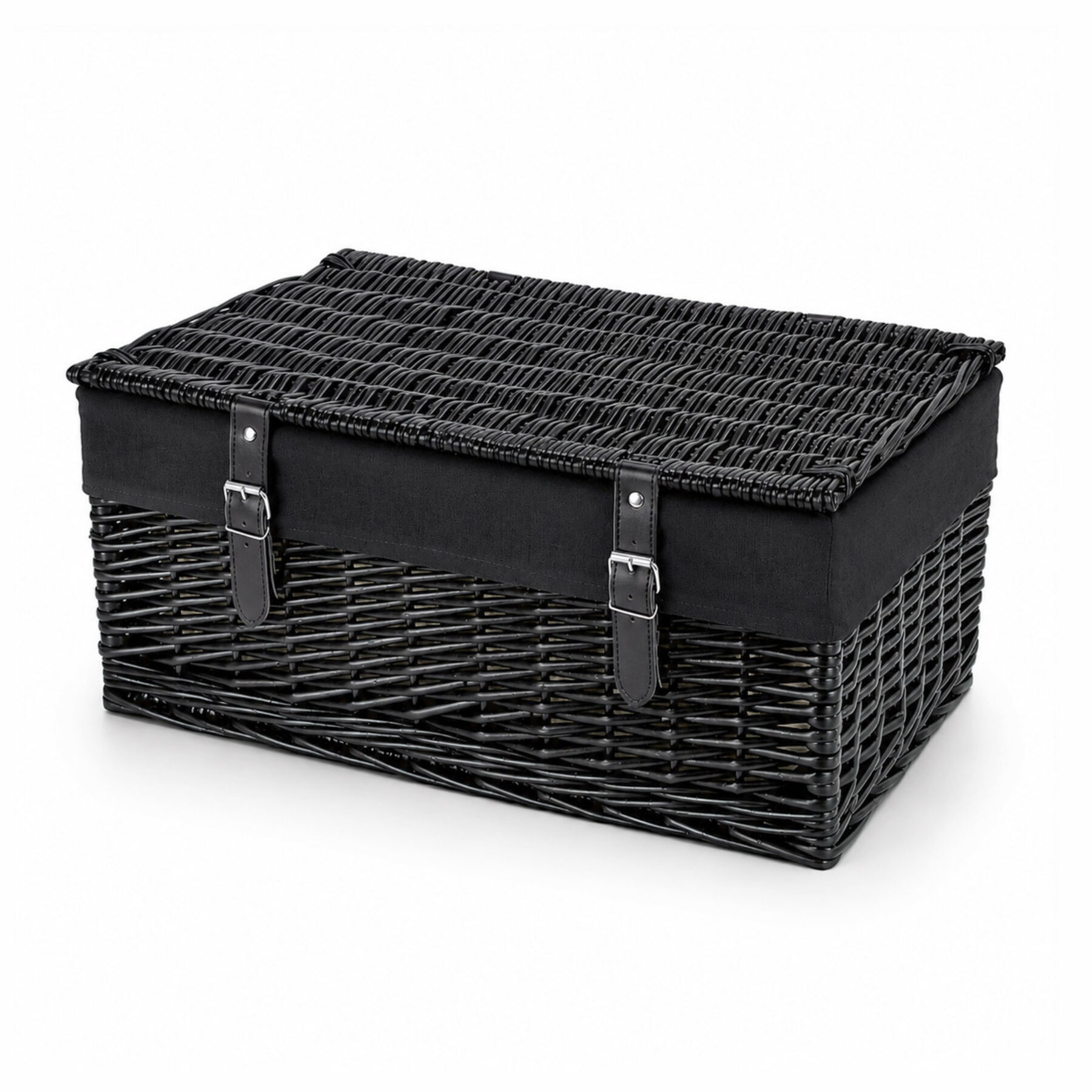 20 Inch Black Wicker Hamper Basket & Black Liner