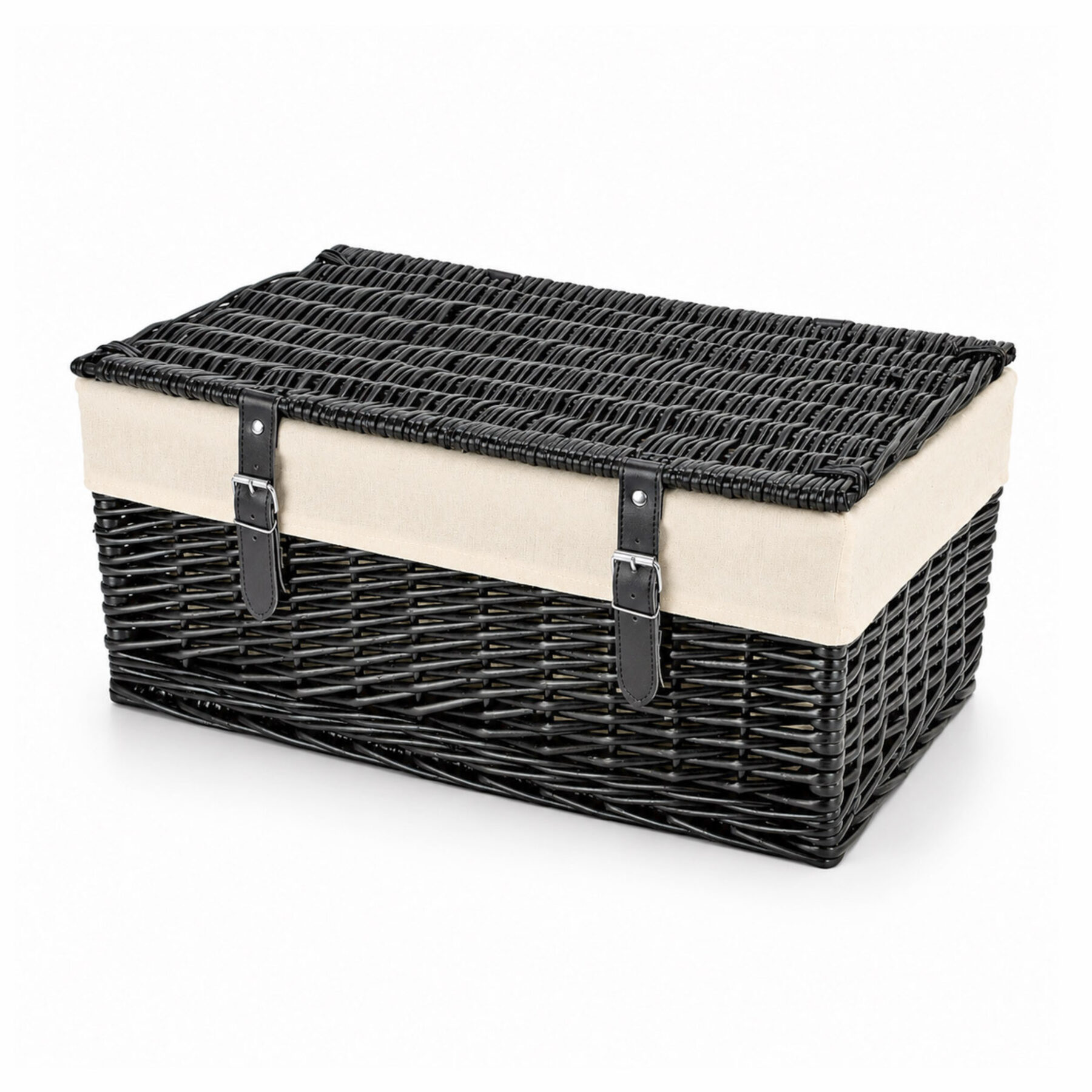 20 Inch Black Wicker Hamper Basket & Liner