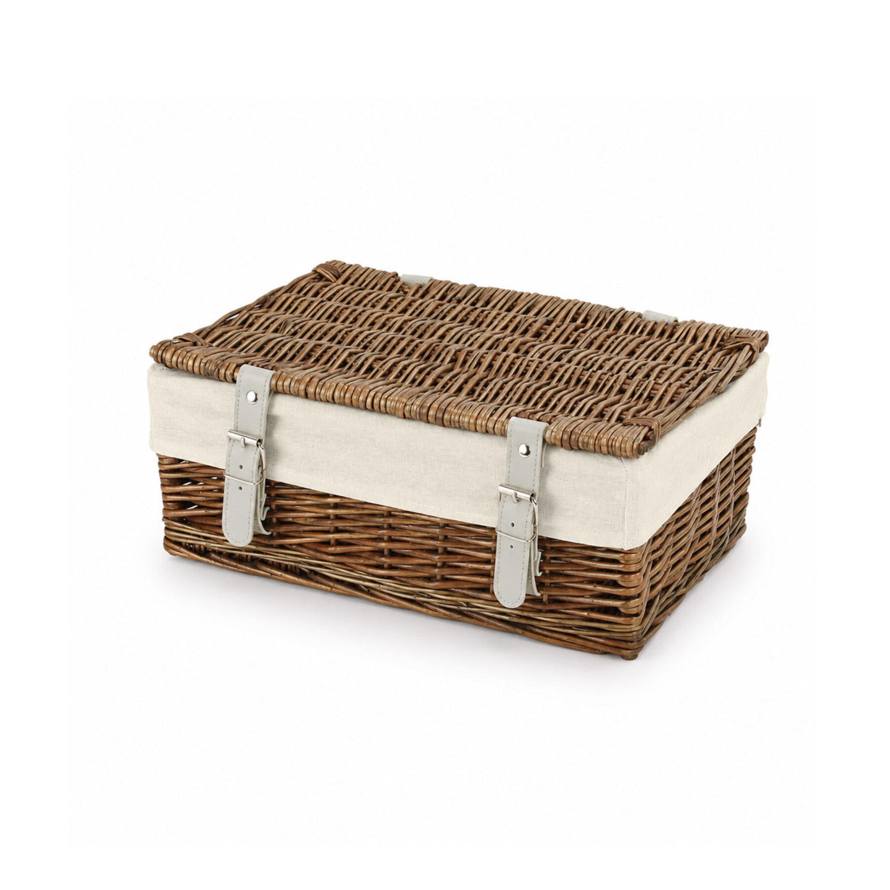 14 Inch Bronzed Wicker Hamper Basket & Liner