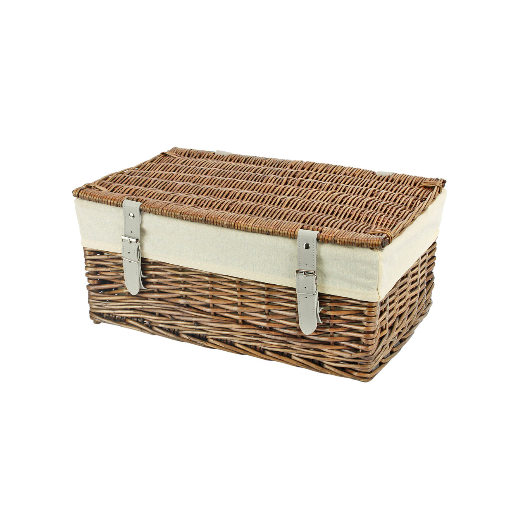 16 Inch Bronzed Wicker Hamper Basket & Liner