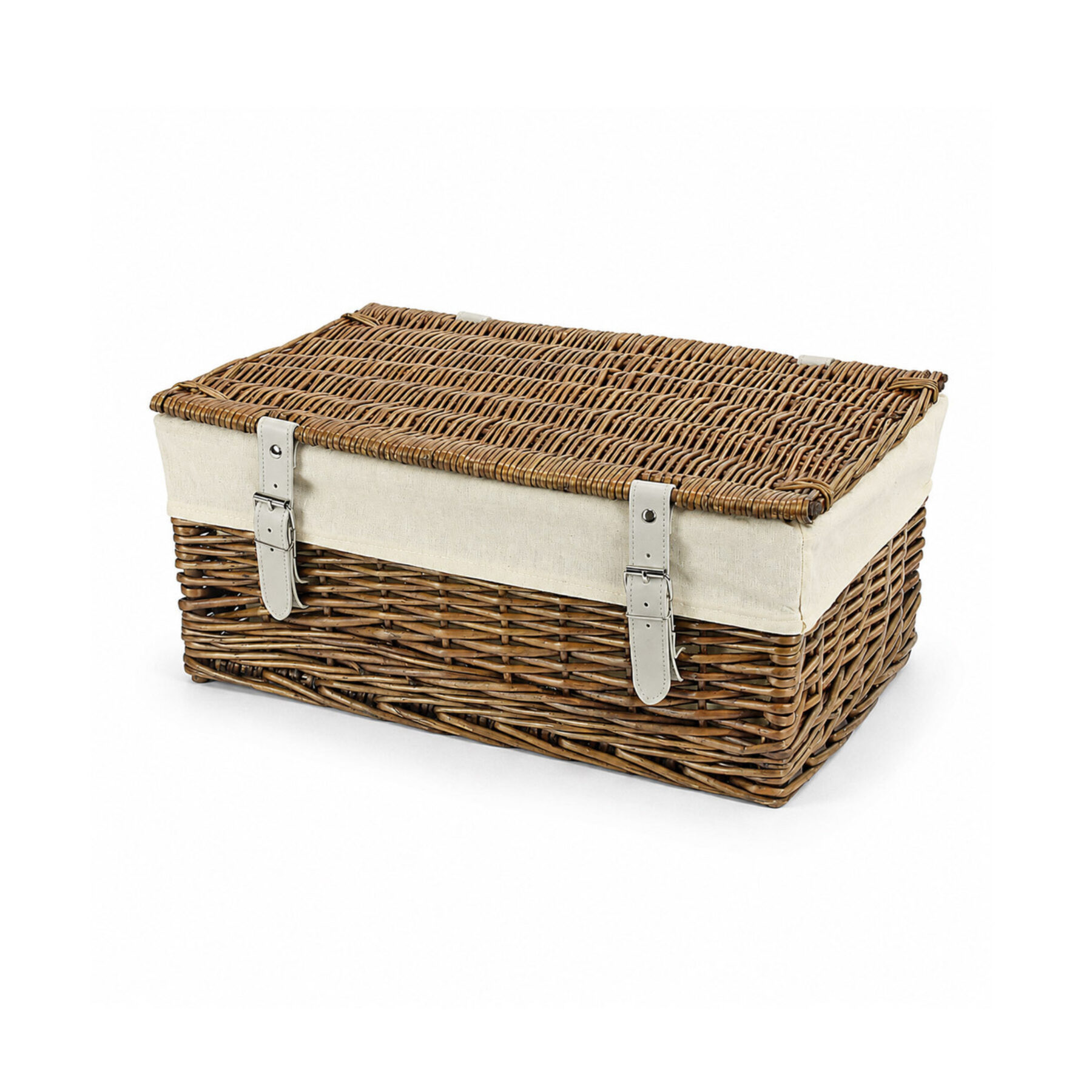 16 Inch Bronzed Wicker Hamper Basket & Liner