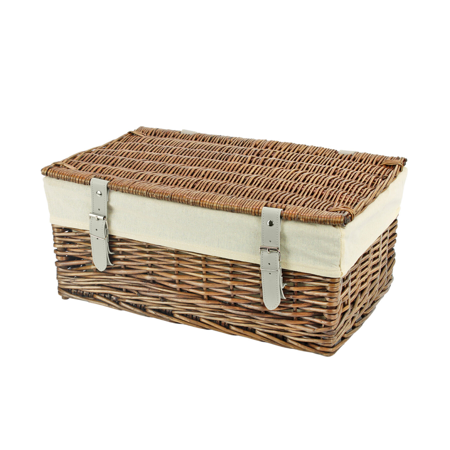 18 Inch Bronzed Wicker Hamper Basket & Liner