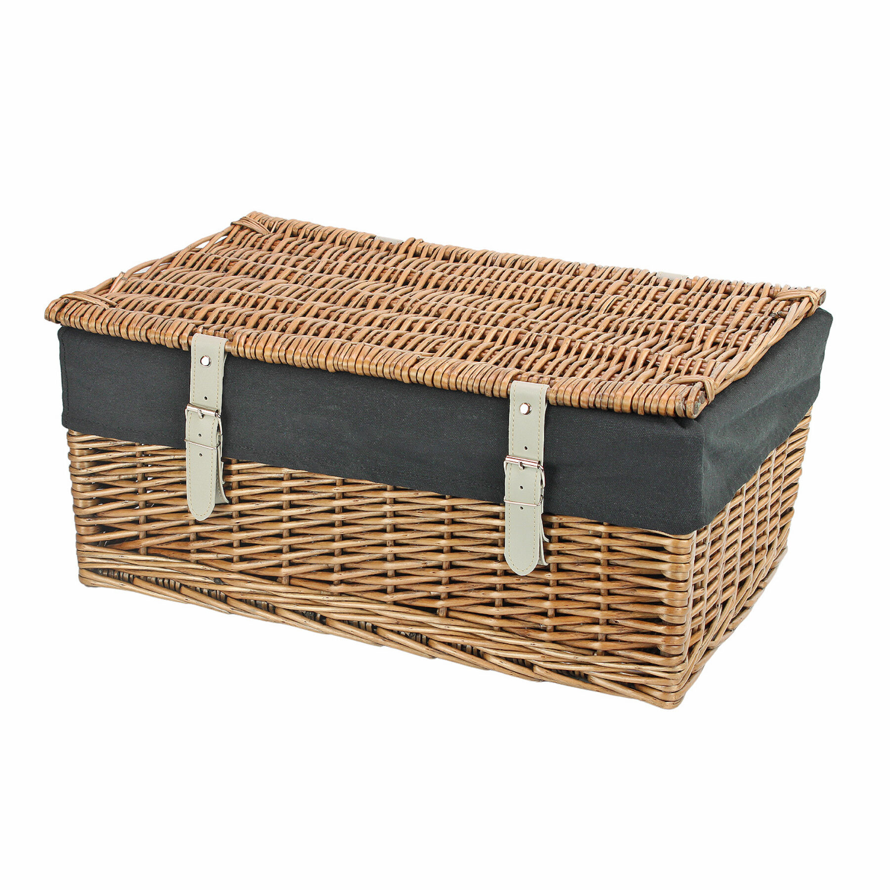 20 Inch Bronzed Wicker Hamper Basket & Black Liner
