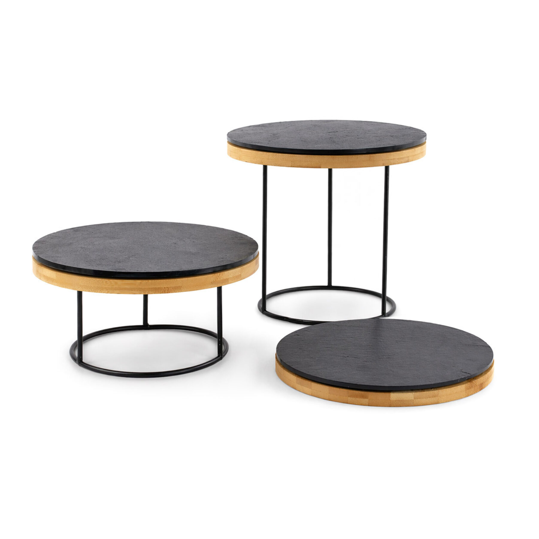 Round Metal Display Riser Set - Slate/Bamboo Boards