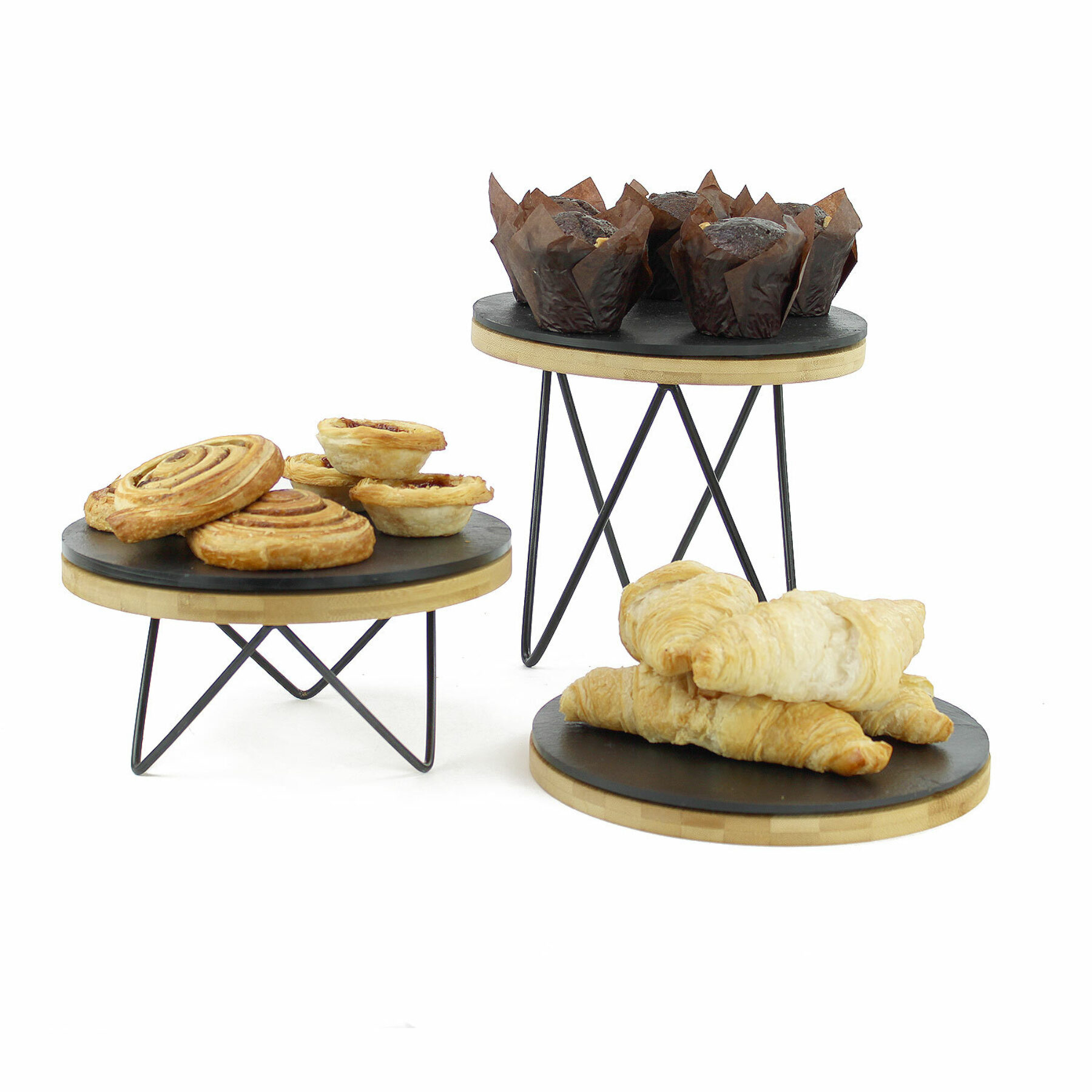 Metal Tripod Display Riser Set - Slate/Bamboo Boards