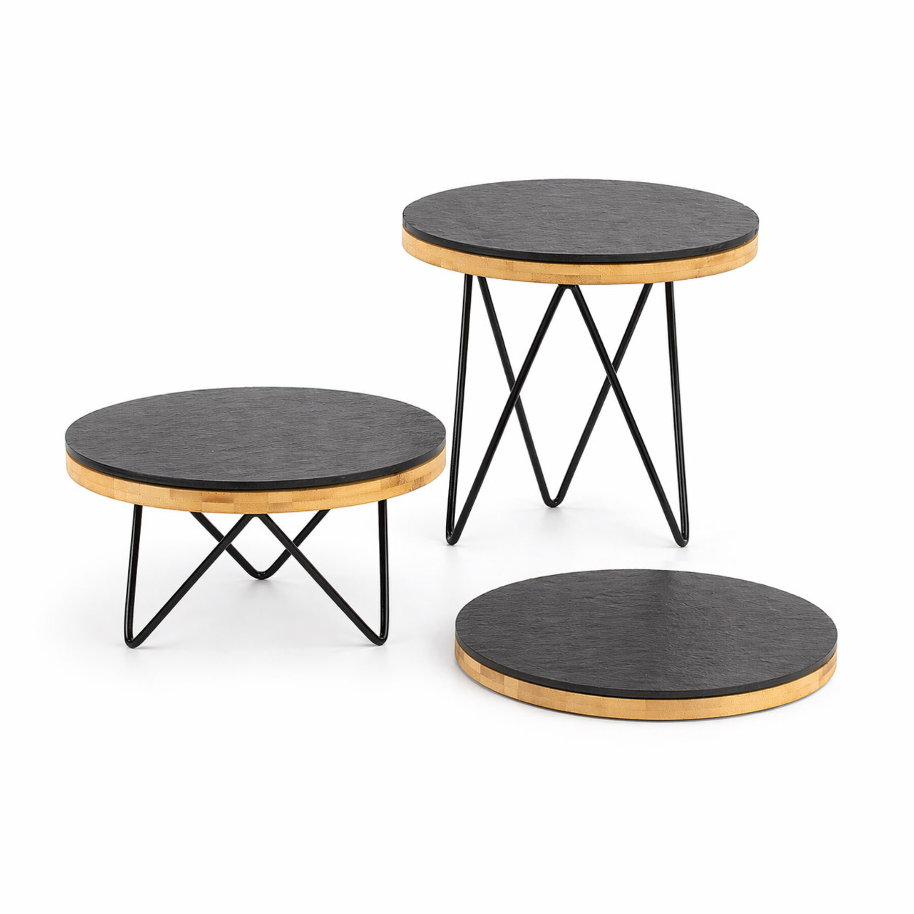 Metal Tripod Display Riser Set - Slate/Bamboo Boards