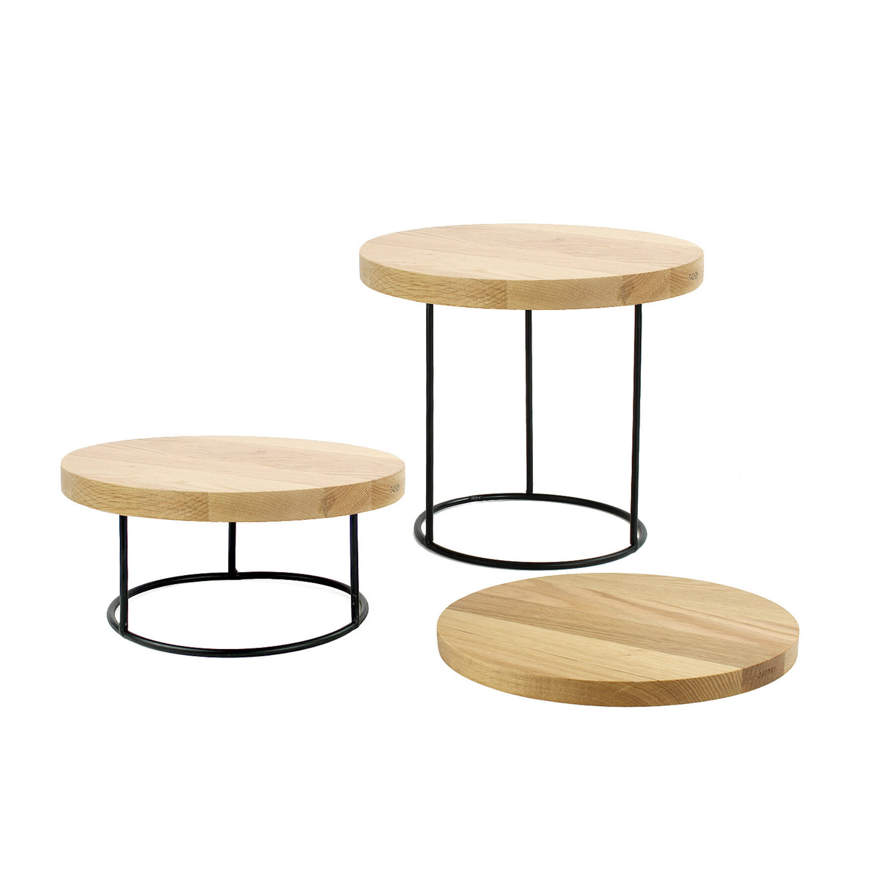 Round Metal Display Riser Set - Oak Boards