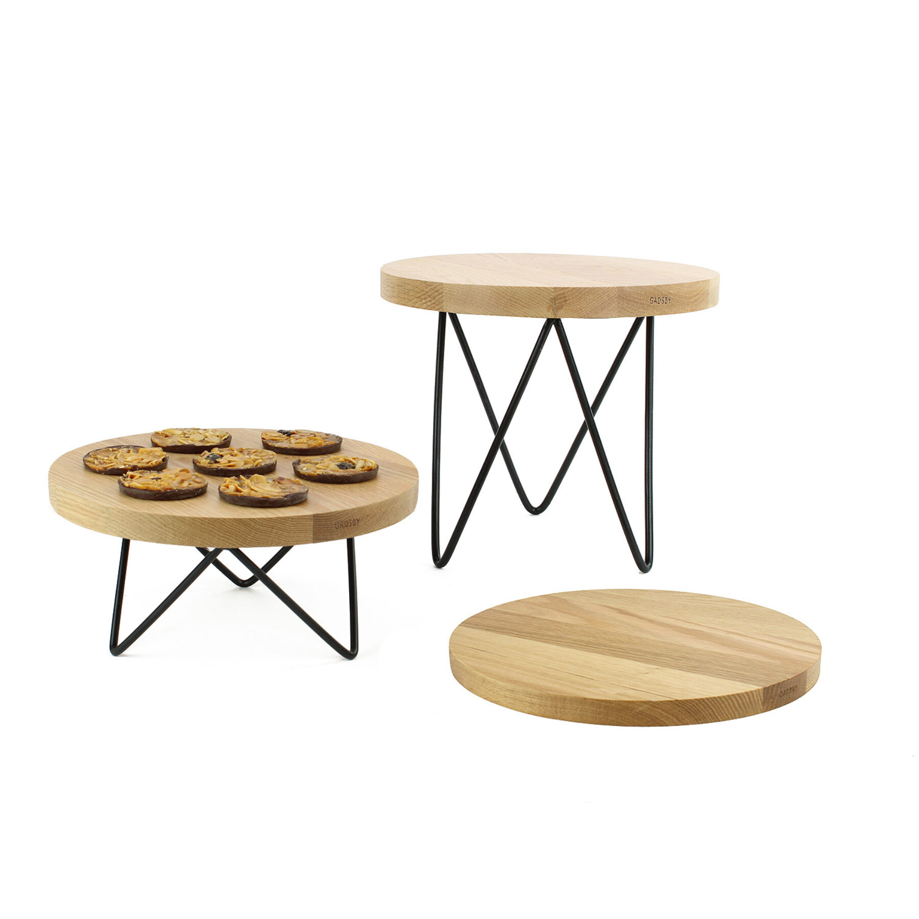 Metal Tripod Display Riser Set - Oak Boards