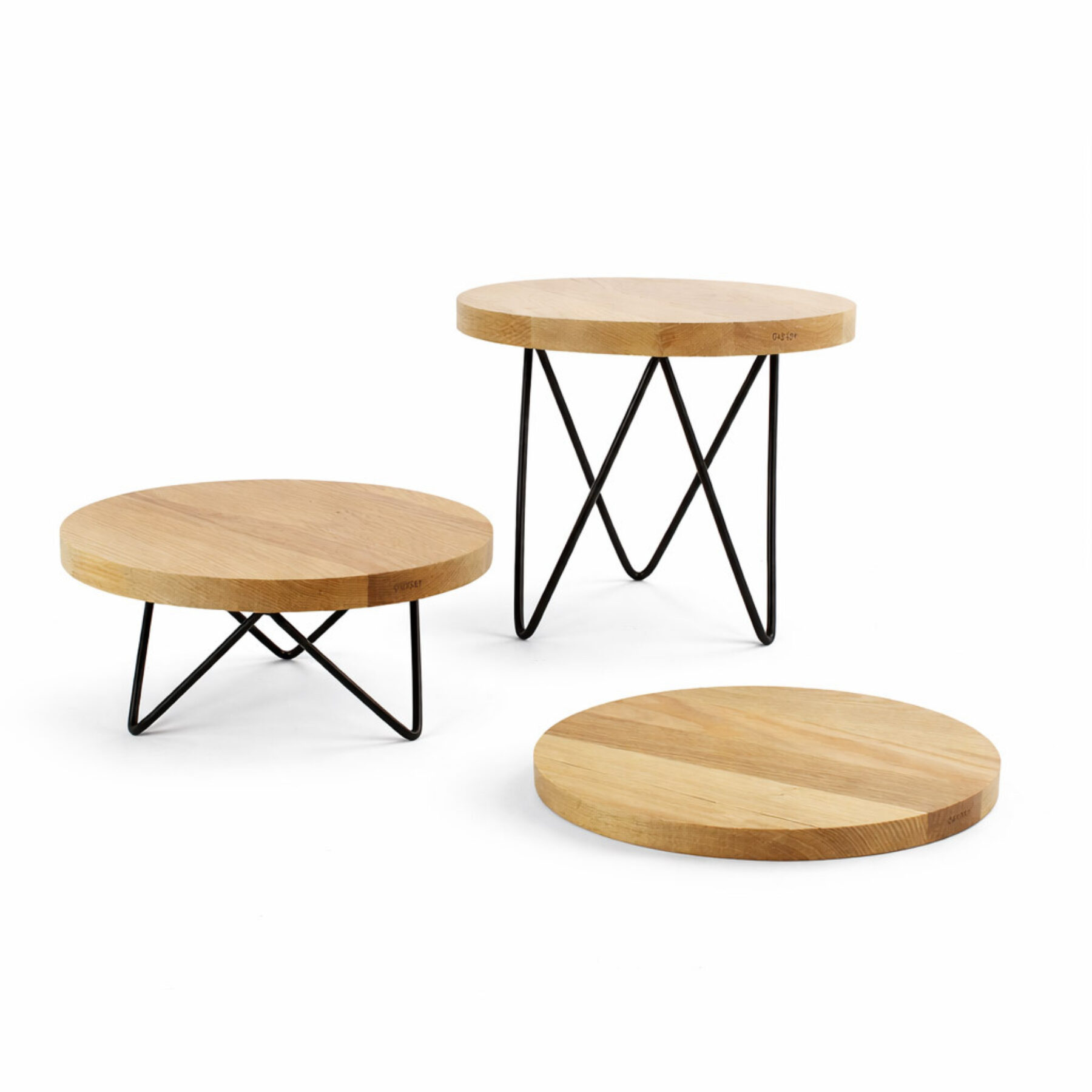Metal Tripod Display Riser Set - Oak Boards