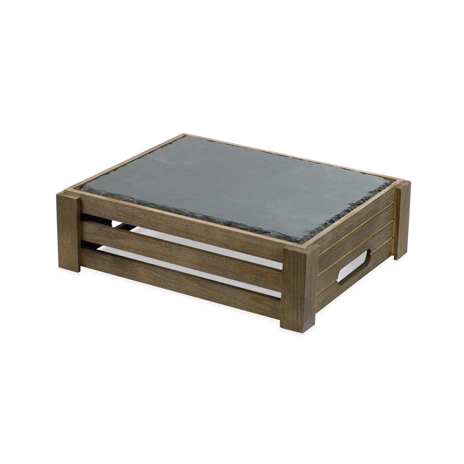 1/2 GN Olive Grey Shallow Riser with Slate Board