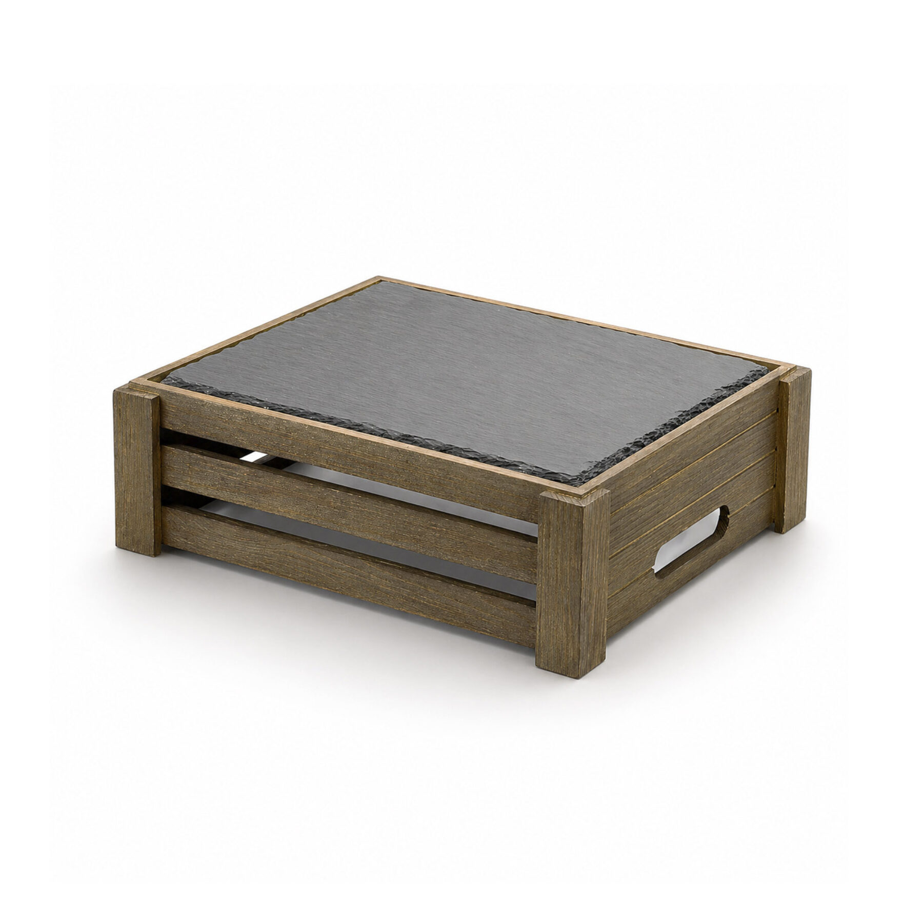 1/2 GN Olive Grey Shallow Riser with Slate Board