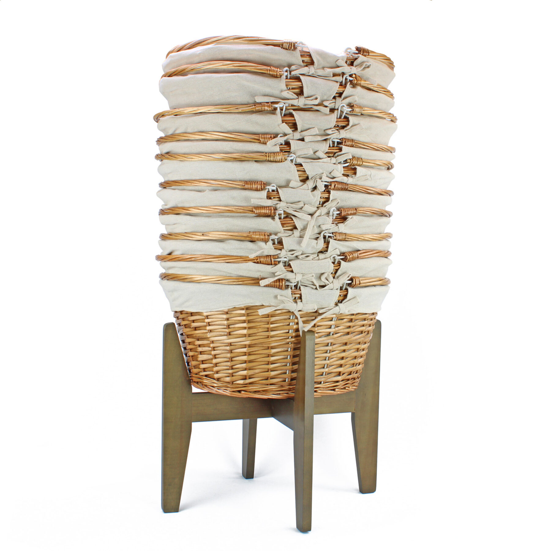 10 Large Shopping Baskets & Stand - Buff