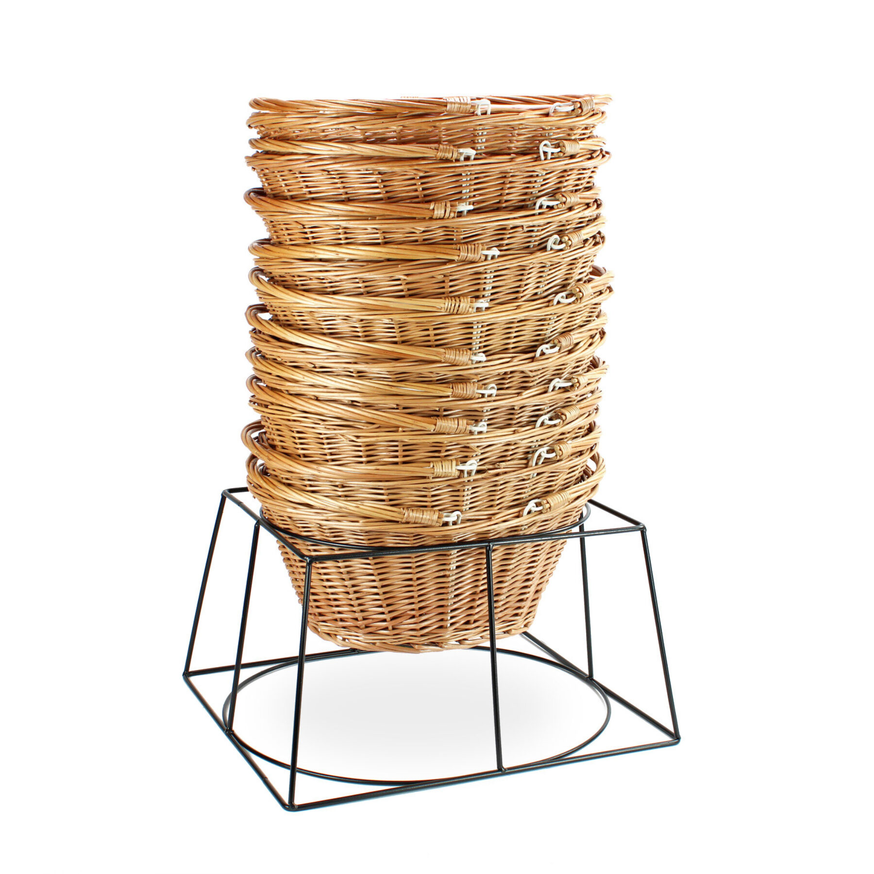 10 Shopping Baskets & Metal Stand - Buff