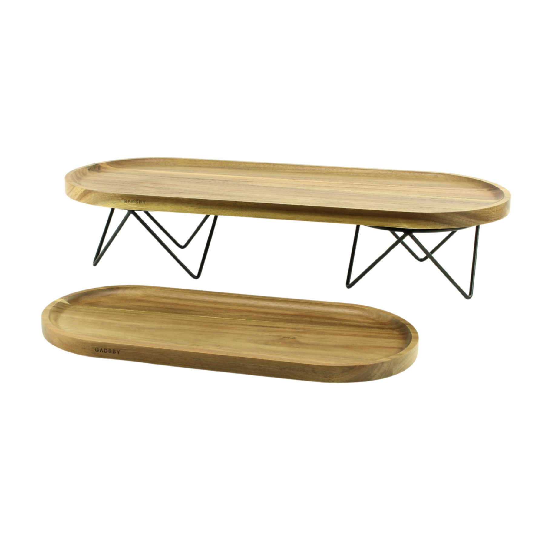 Acacia Wood Serving Boards & Risers - Set 1