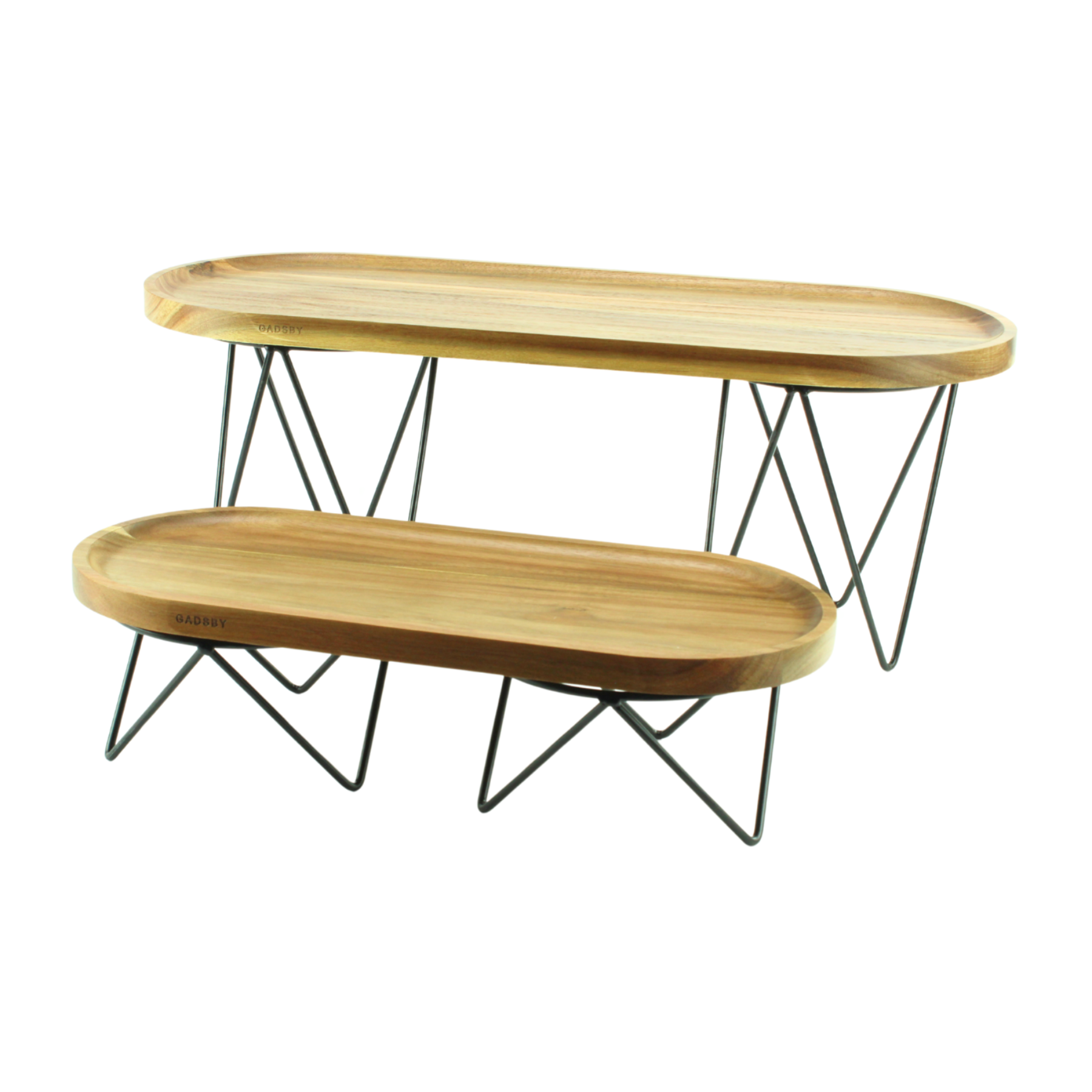 Acacia Wood Serving Boards & Risers - Set 2