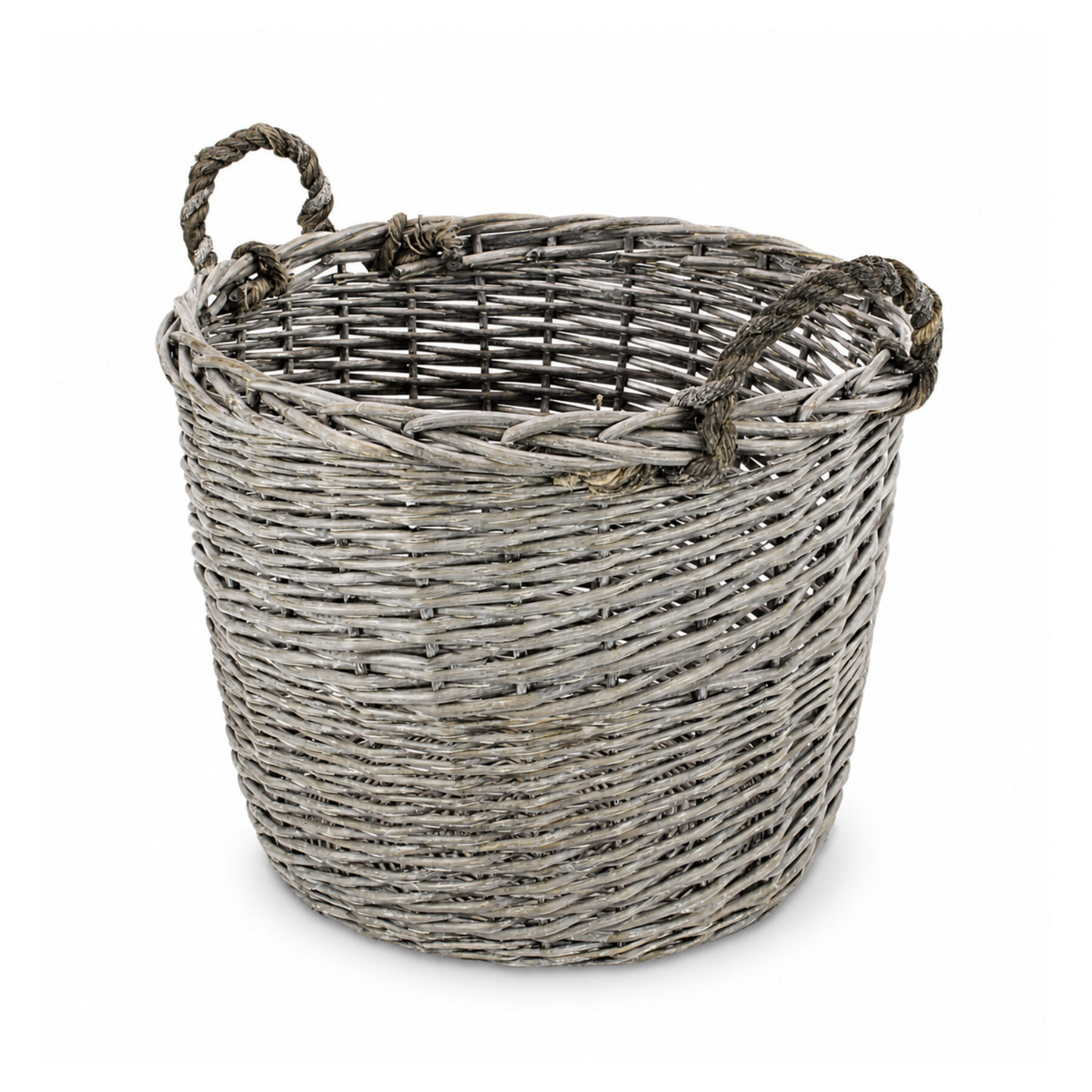 Large Grey Wicker Log Basket