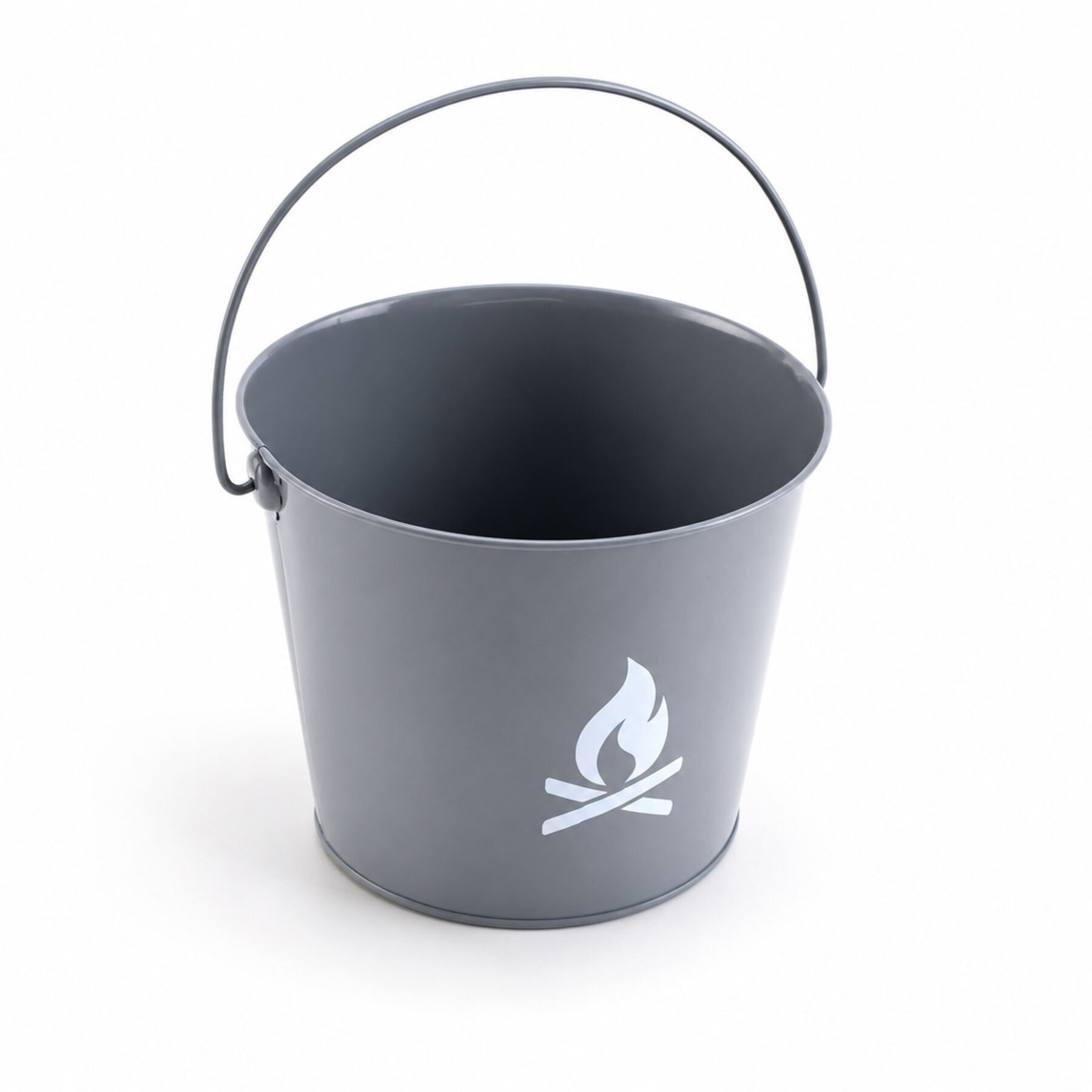 Large Grey Metal Bucket with Kindling Logo