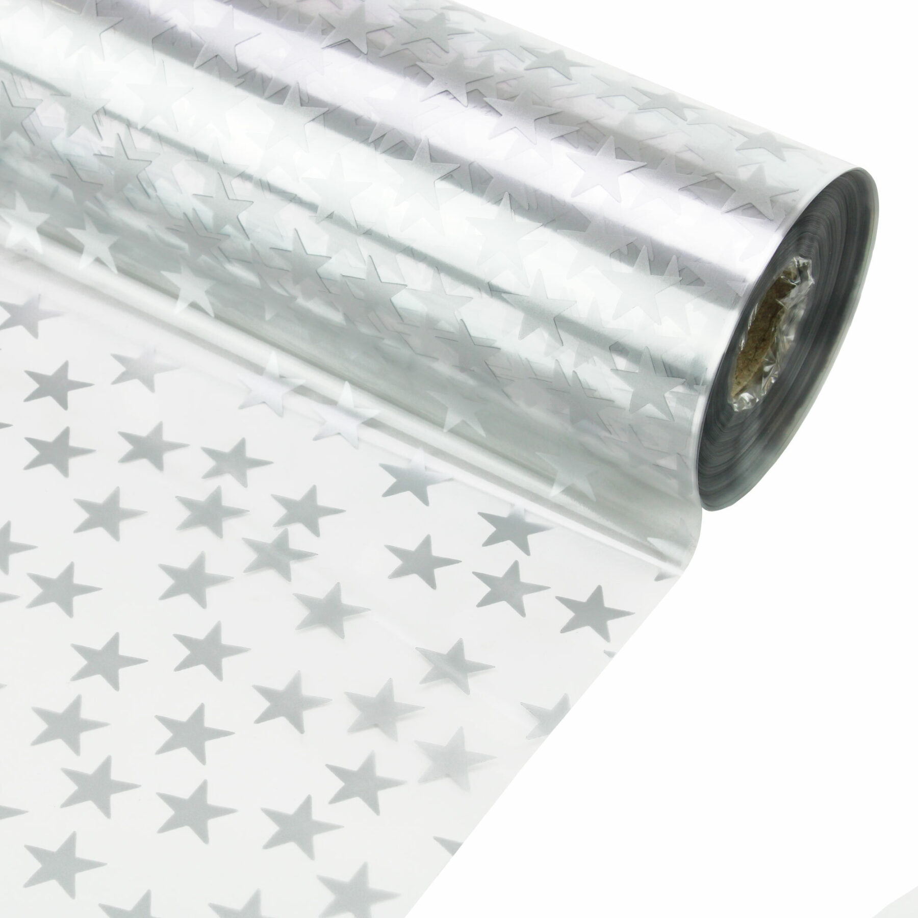 Silver Stars Cellophane Wrap - 100m