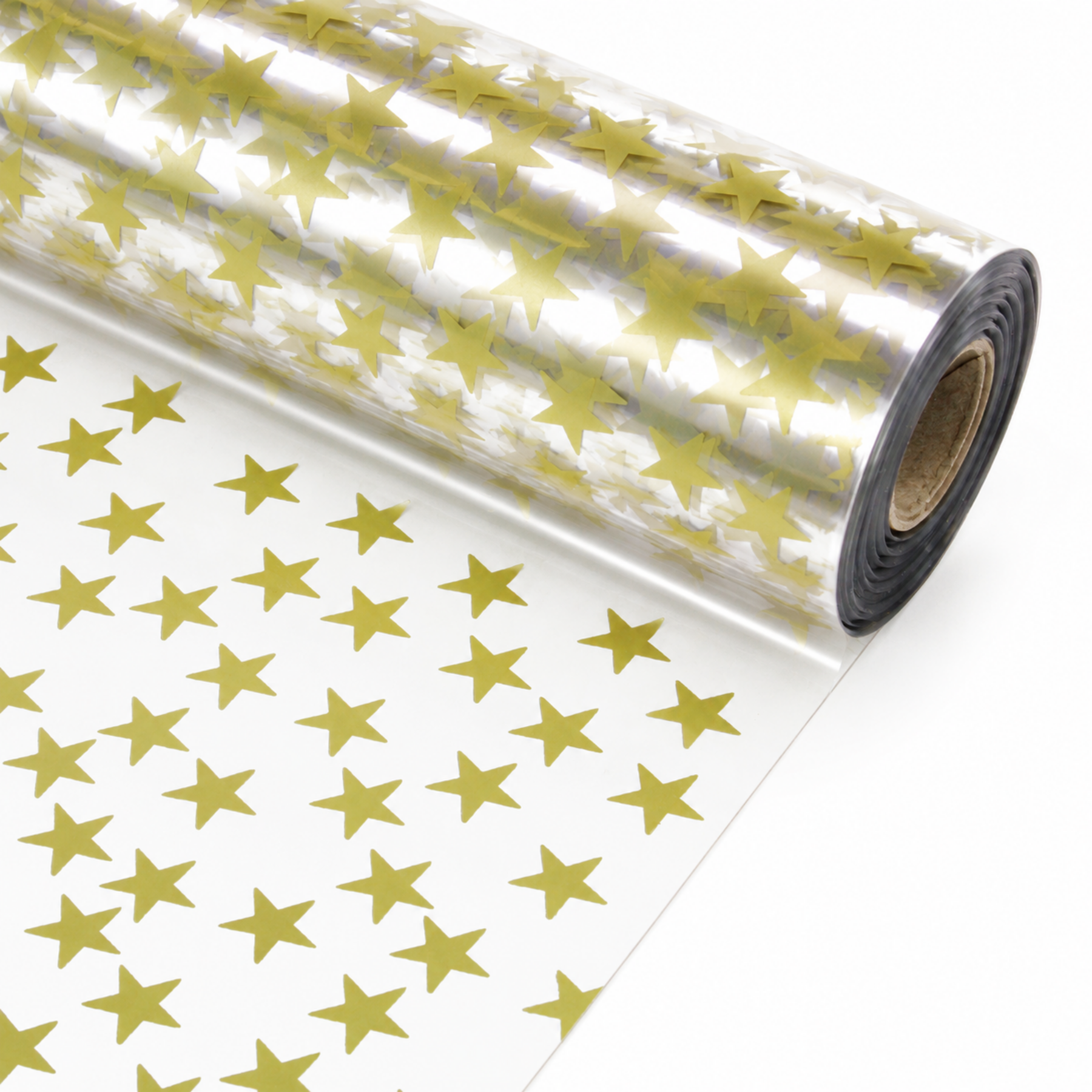 Gold Stars Cellophane Wrap - 100m