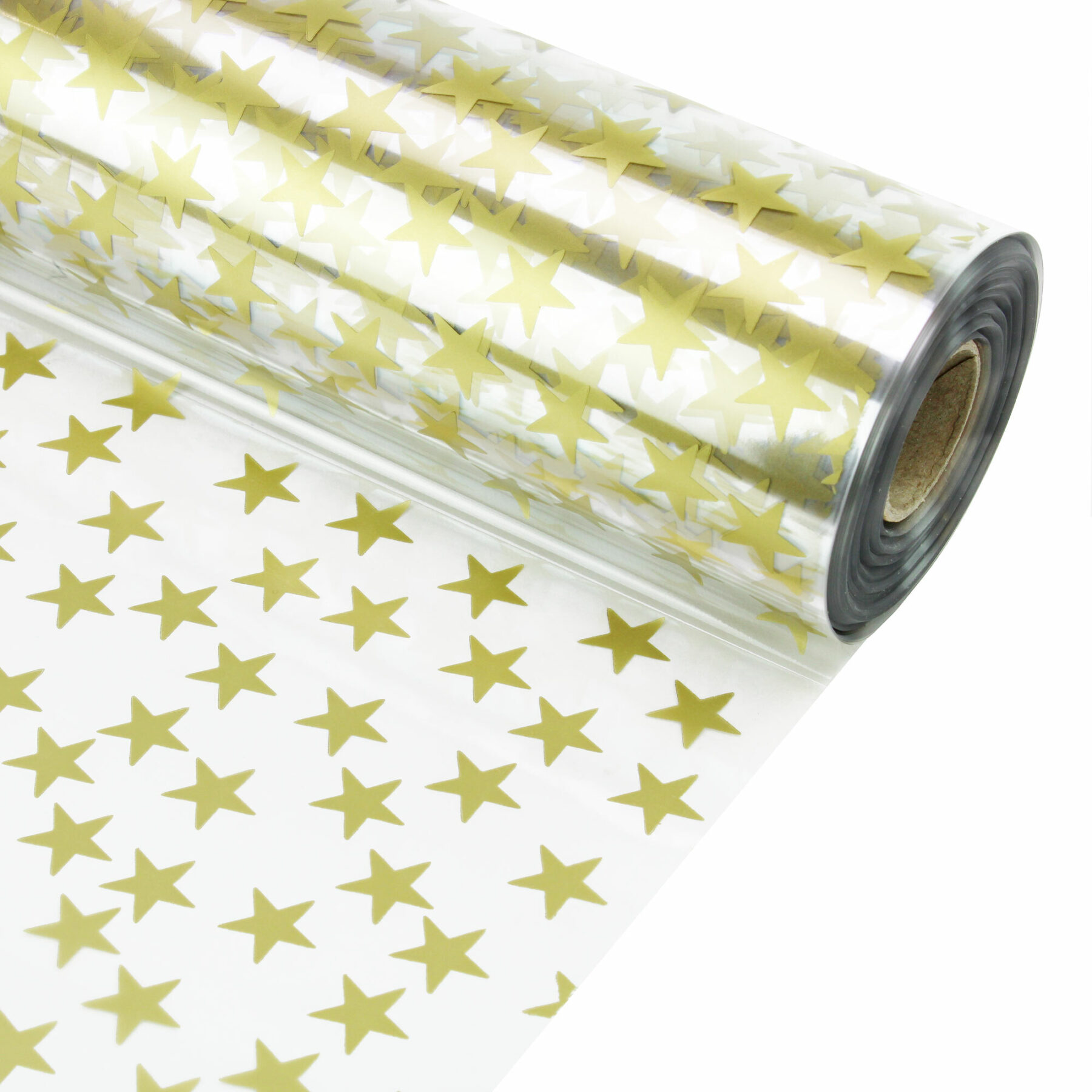 Gold Stars Cellophane Wrap - 100m
