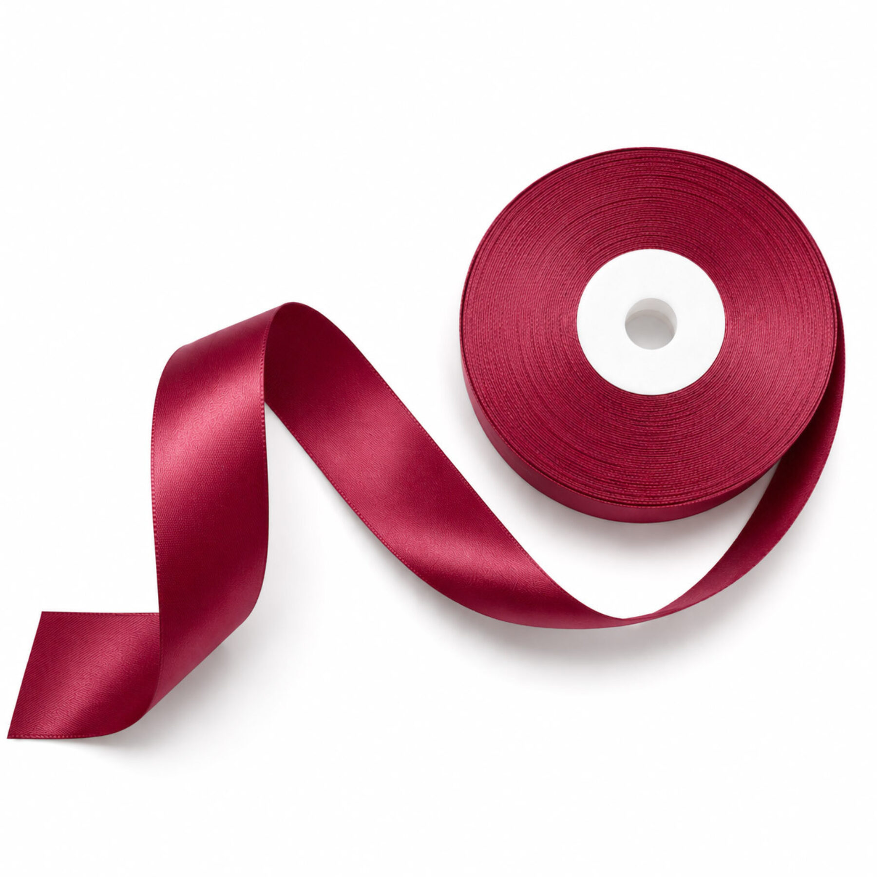 Burgundy Double-Faced Satin Ribbon - 25m