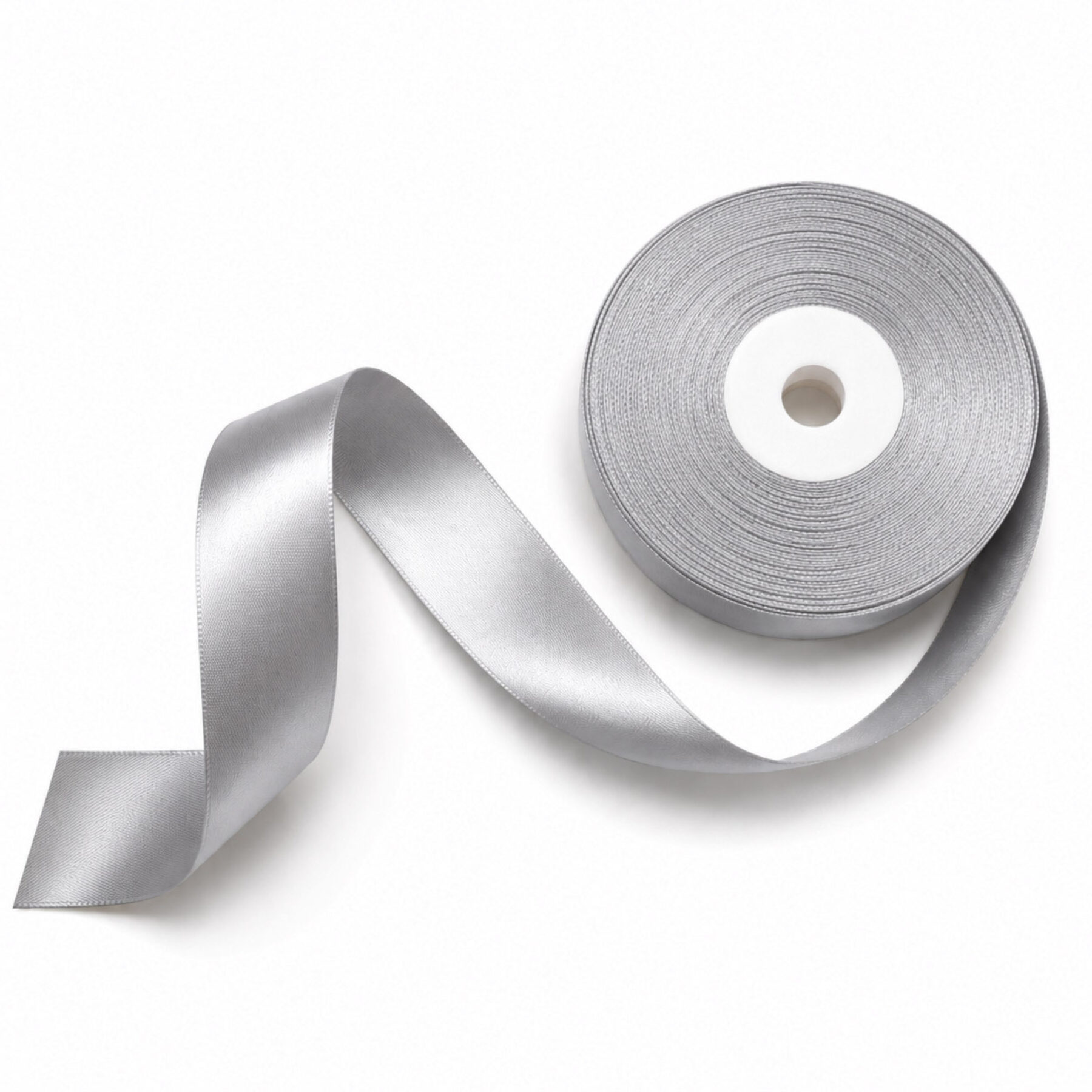 Silver Double-Faced Satin Ribbon - 25m