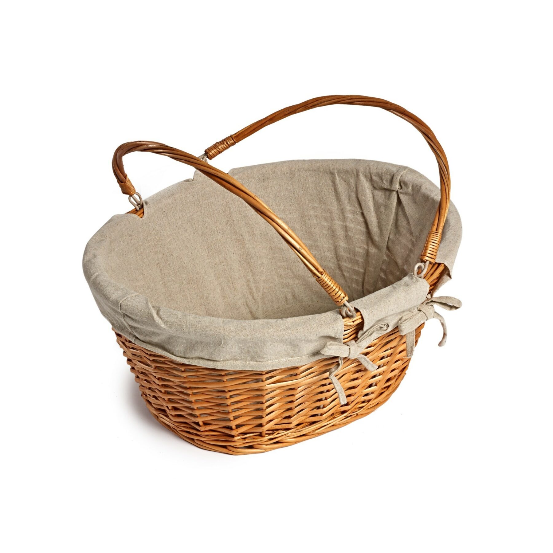 Large Lined Shopping Basket - Buff