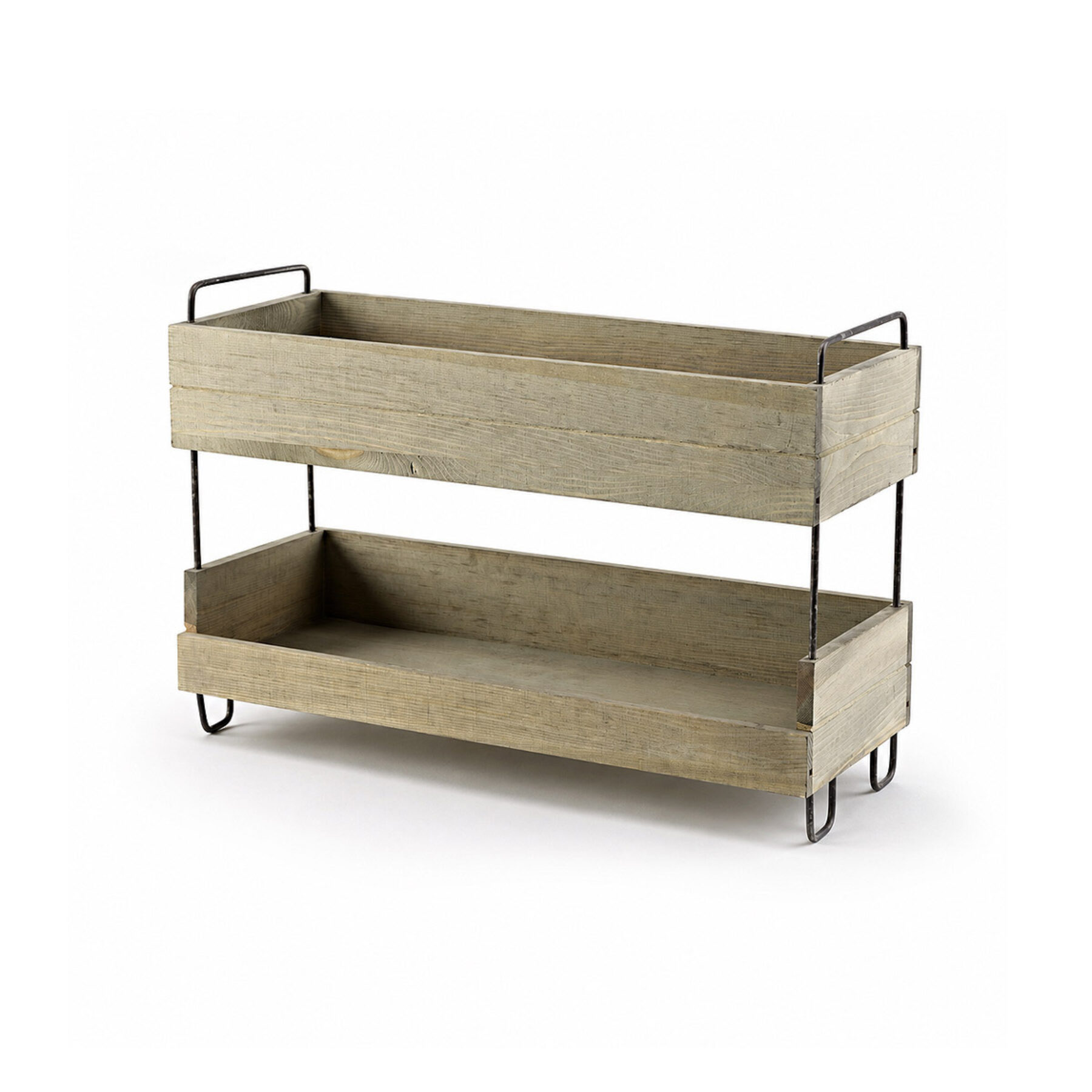 Slim 2 Tier Wood & Wire Stand