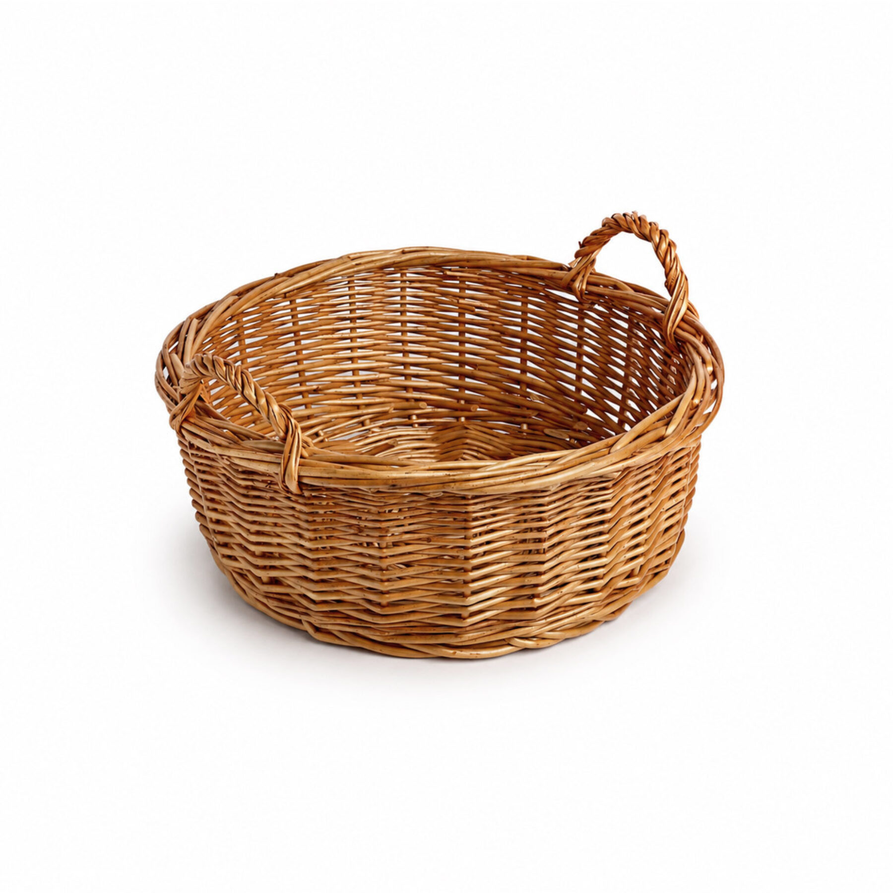 Round Wicker Tray with Handles