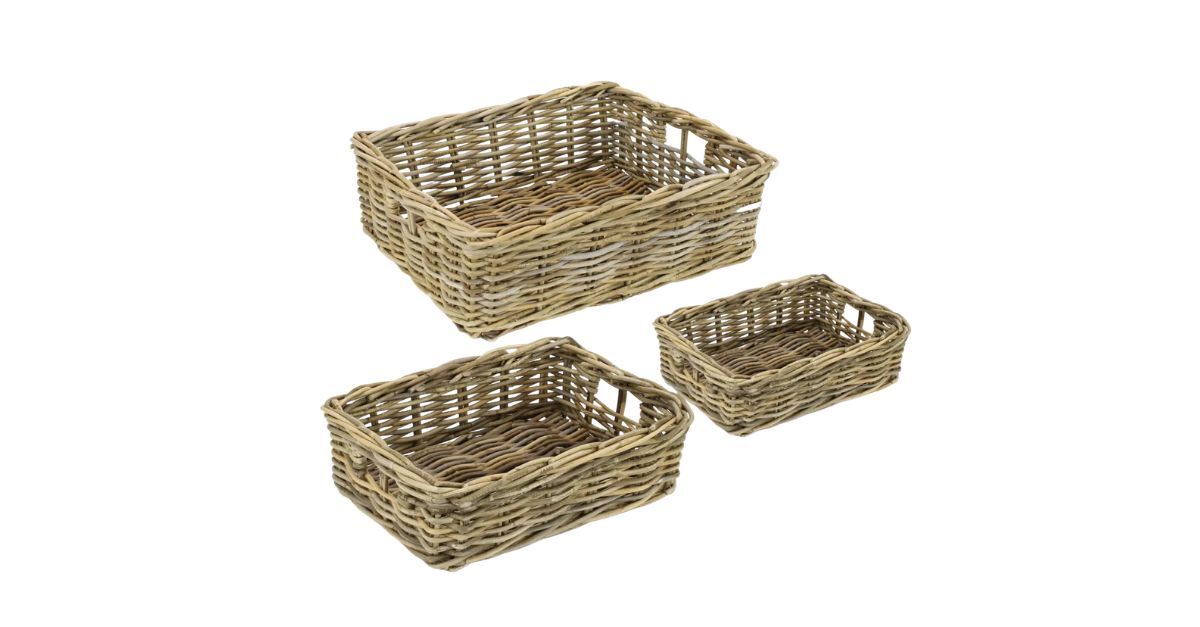 Rectangular Display Basket Rectangular Kubu Rattan Display Baskets - Set of 3 | Gadsby